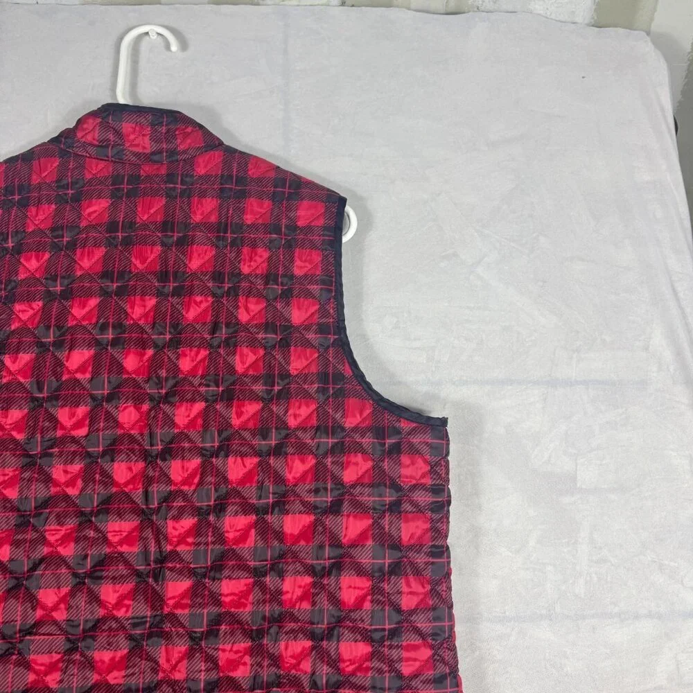 Karen Scott Sport‎ Quilted Puffer Vest Womens Red Black Buffalo Plaid Size 2X